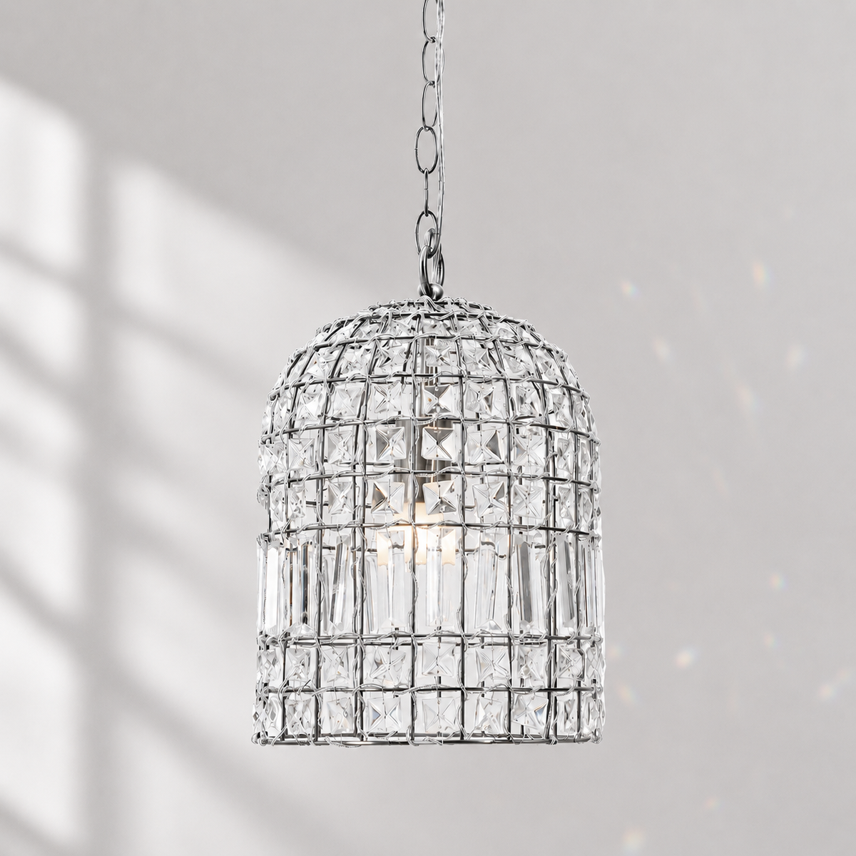 Whitney Dome Glass Crystal Chandelier - Chrome