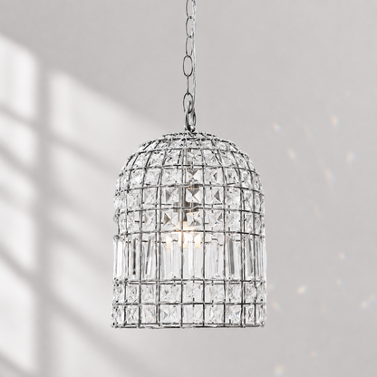 Whitney Dome Glass Crystal Chandelier - Chrome