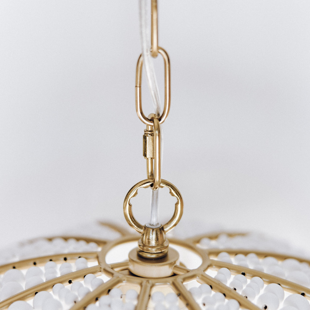 Estelle Beaded Dome Pendant Light - White/Gold