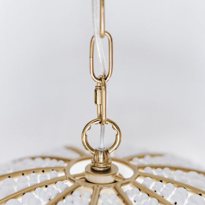 Estelle Beaded Dome Pendant Light - White/Gold
