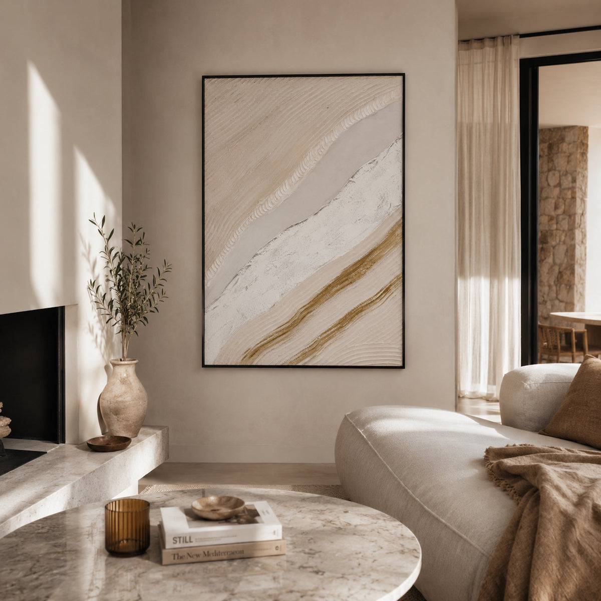 Coastal Whispers - Ready To Hang Dimensional Sand Art - 70x100cm