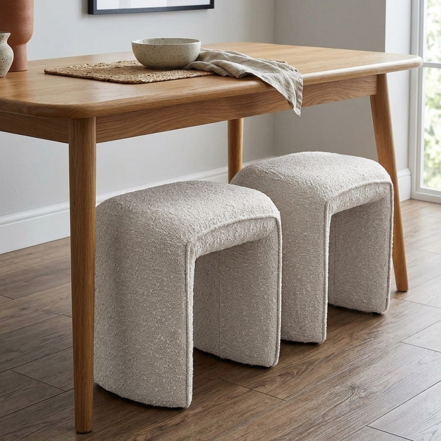 Denver Modern Boucle Stool - White