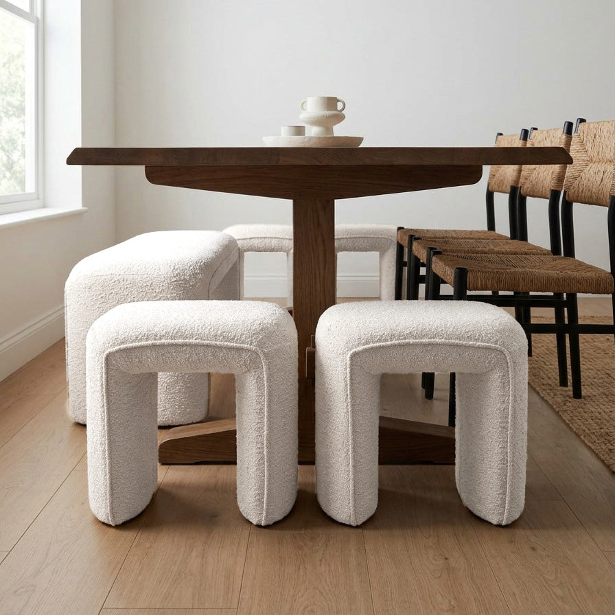 Denver Modern Boucle Stool - White