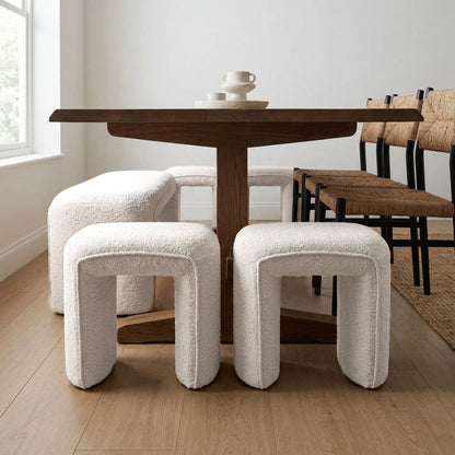 Denver Modern Boucle Stool - White