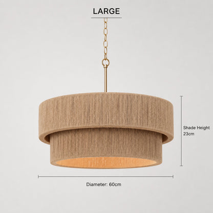 Sorrento Double Tiered Rope Chandelier - Natural/Gold