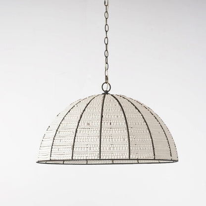 Estelle Beaded Dome Pendant Light - White/Matt Black