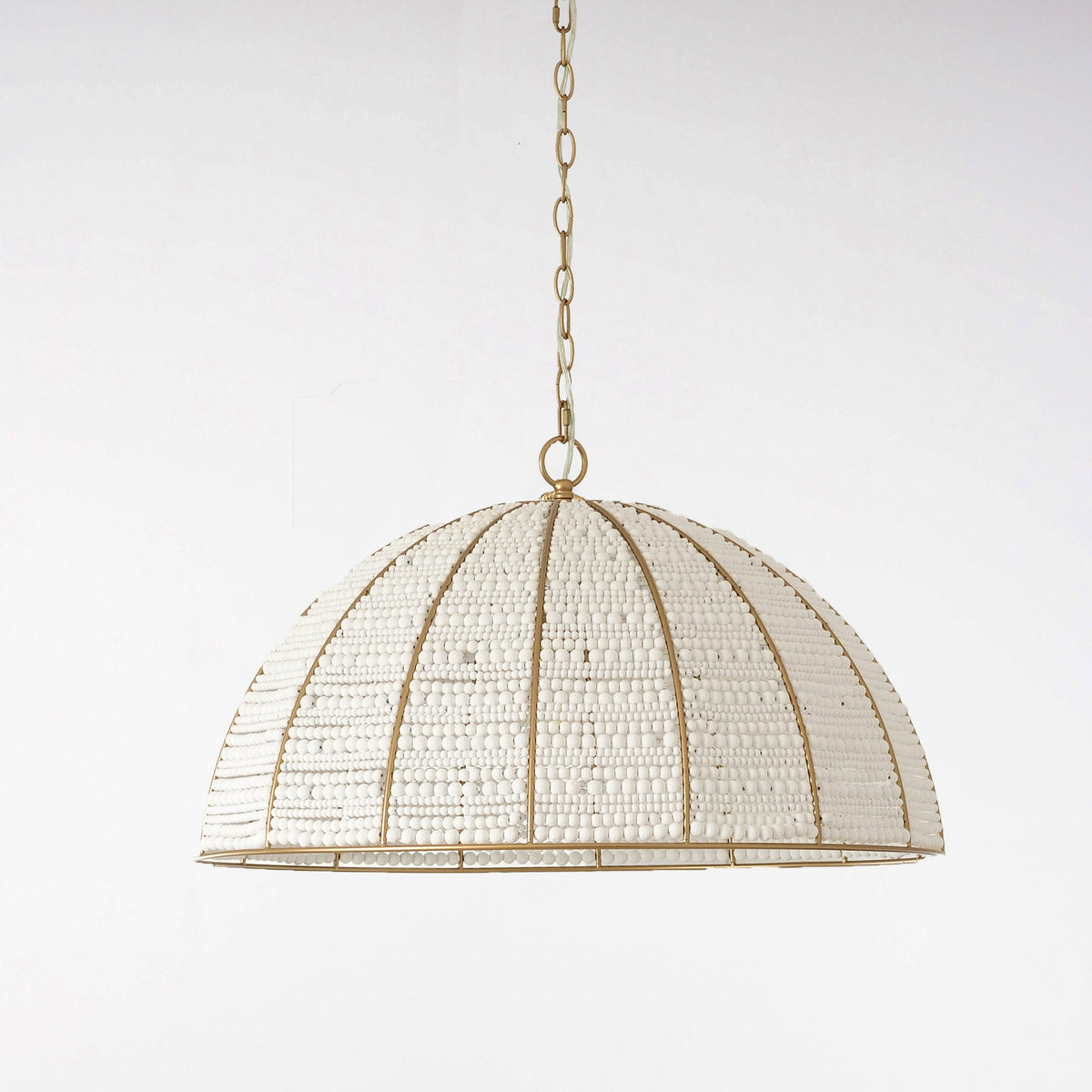 Estelle Beaded Dome Pendant Light - White/Gold