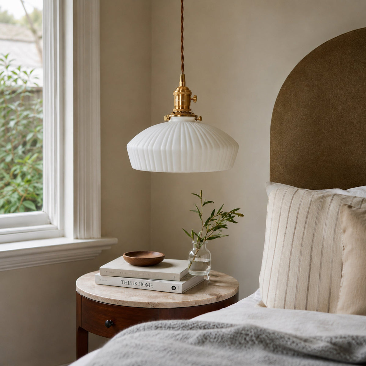 Evelyn Ceramic Pleated Pendant Light