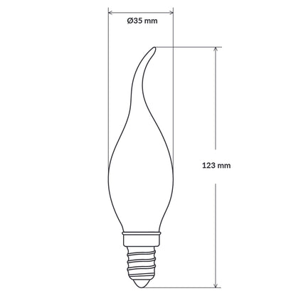 E14 Flame Tip Fancy Chandelier Candle Globes - Pack of 10 Frosted
