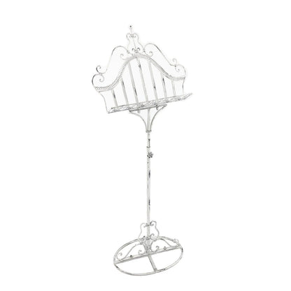 Ornate Metal Music, Book or Menu Stand - Shabby Chic White