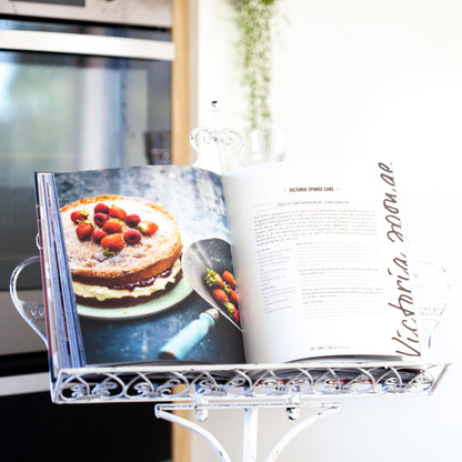 Ornate Metal Music, Book or Menu Stand - Shabby Chic White
