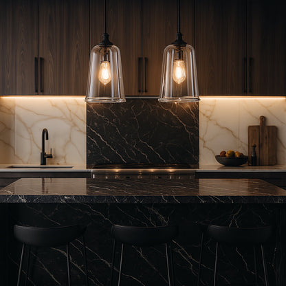Reece Flared Glass Pendant Light - Black