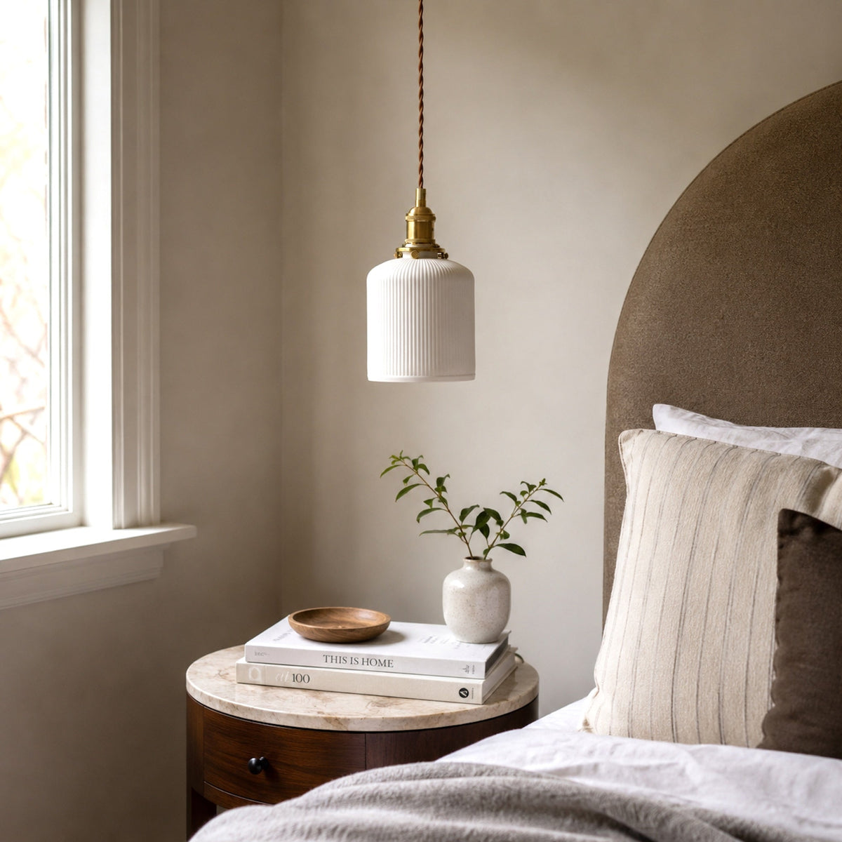 Gloria Ceramic Pleated Pendant Light