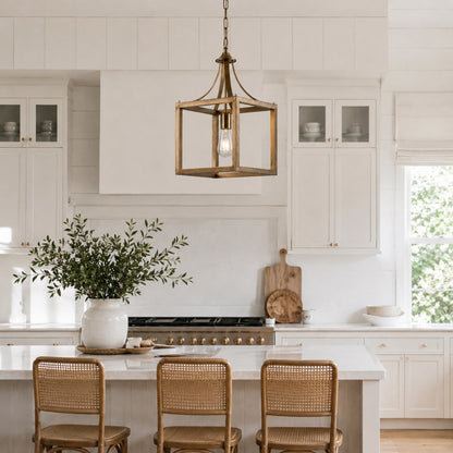 Langham Hampton Style Lantern Pendant Light - Brushed Gold