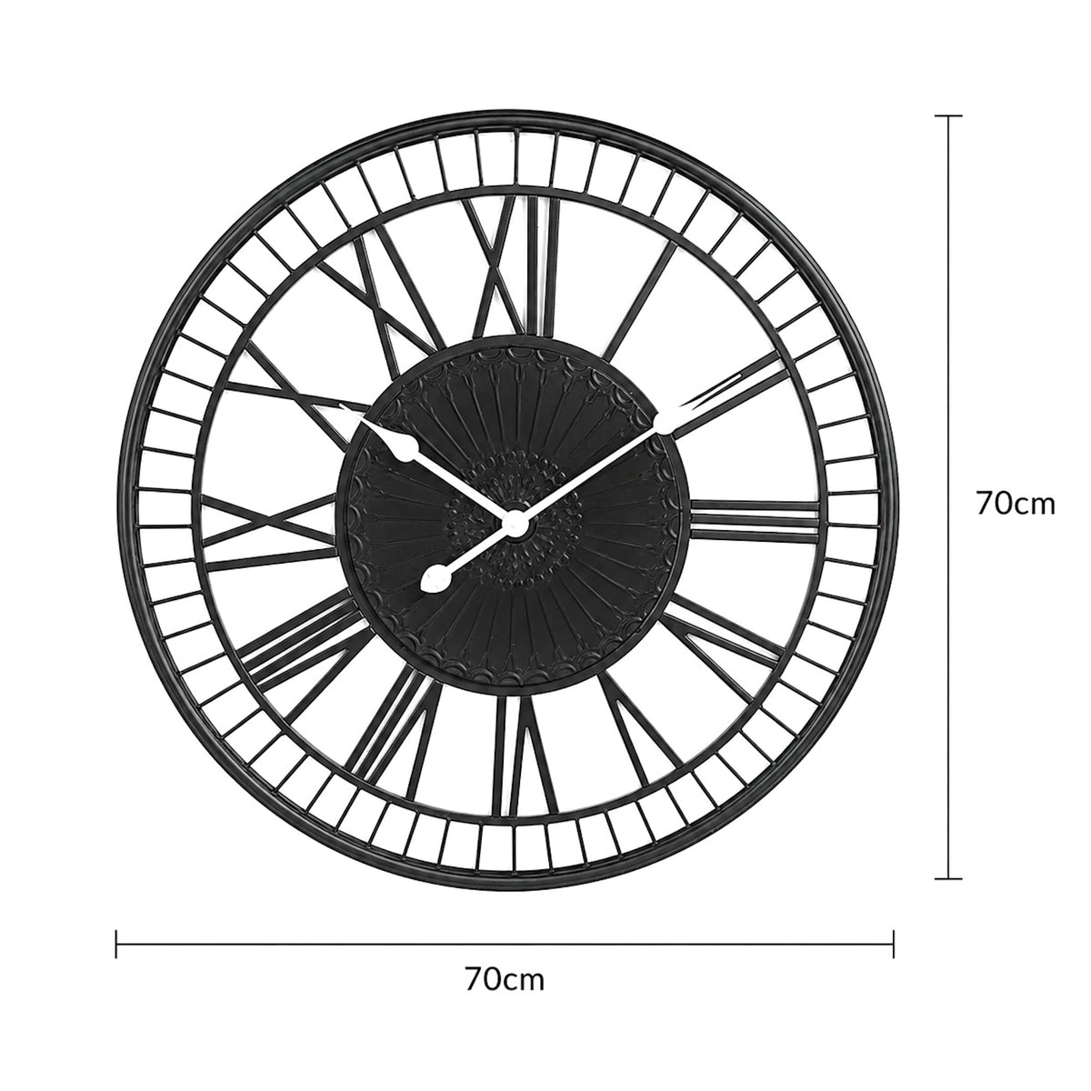 Large Metal Wall Clock - Tuscany - Charcoal