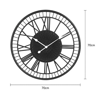 Large Metal Wall Clock - Tuscany - Charcoal