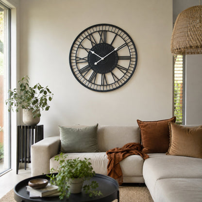 Large Metal Wall Clock - Tuscany - Charcoal