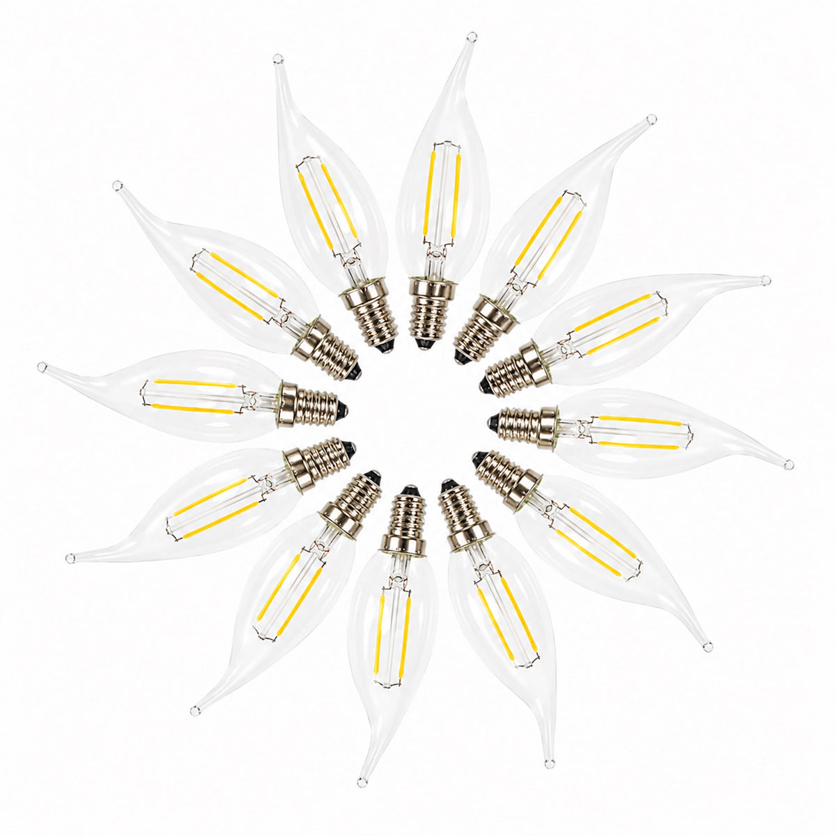 LED E14 Flame Tip Bulb Chandelier Candle Globes - 2w Cool White