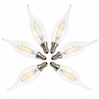 LED E14 Flame Tip Bulb Chandelier Candle Globes - 2w Cool White