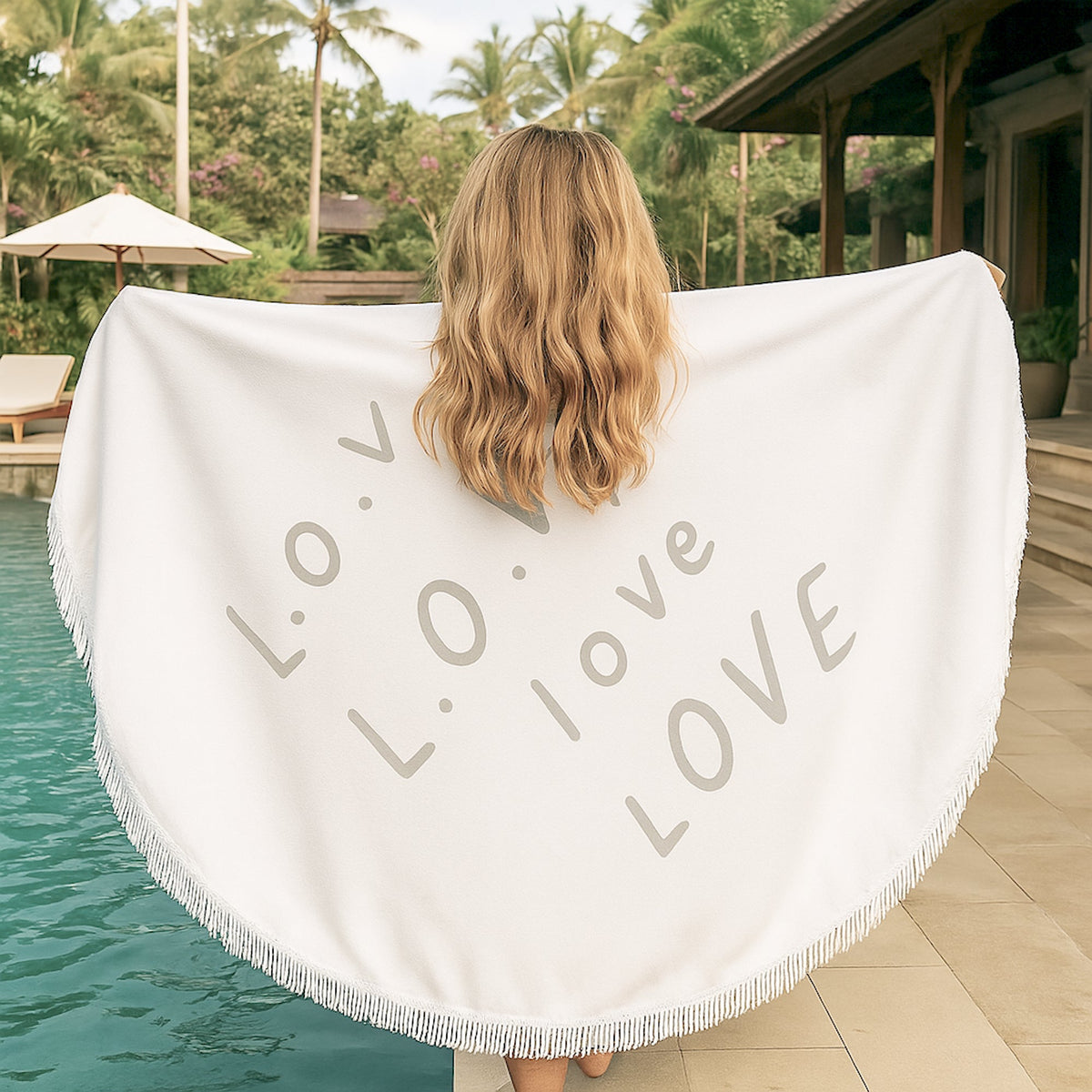 Round Beach Towel/Picnic Blanket - Love Always