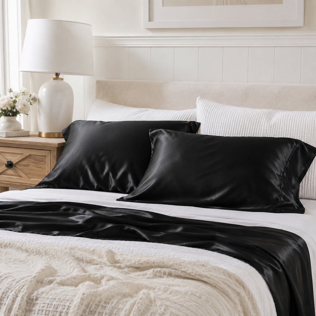 Silky Soft Bamboo Pillowcase Set - Black