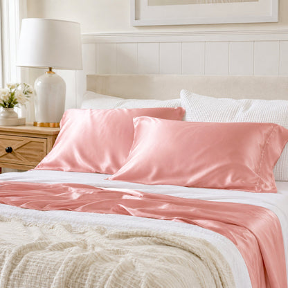 Silky Soft Bamboo Standard Pillowcase Set - Soft Coral Pink