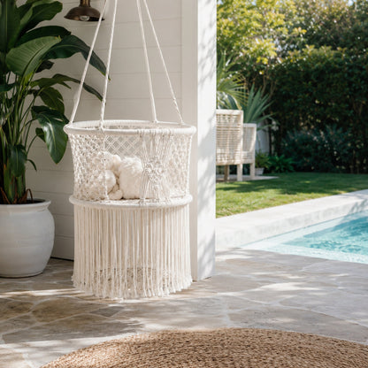 Baby Swing Chair Macrame Hanging Hammock - Cream