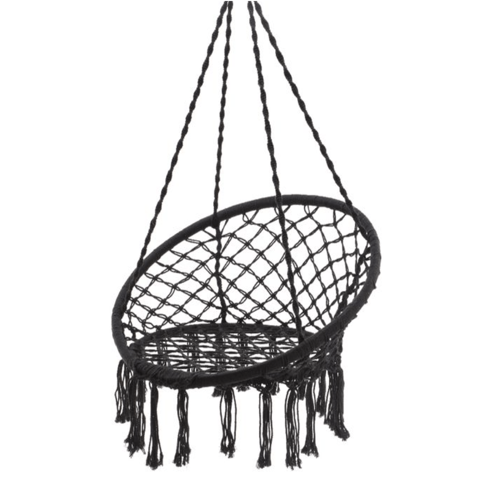 Madrid Macrame Hanging Chair Swing - Black