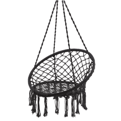 Madrid Macrame Hanging Chair Swing - Black