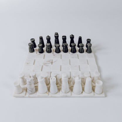 White and Grey Marble Chess Set