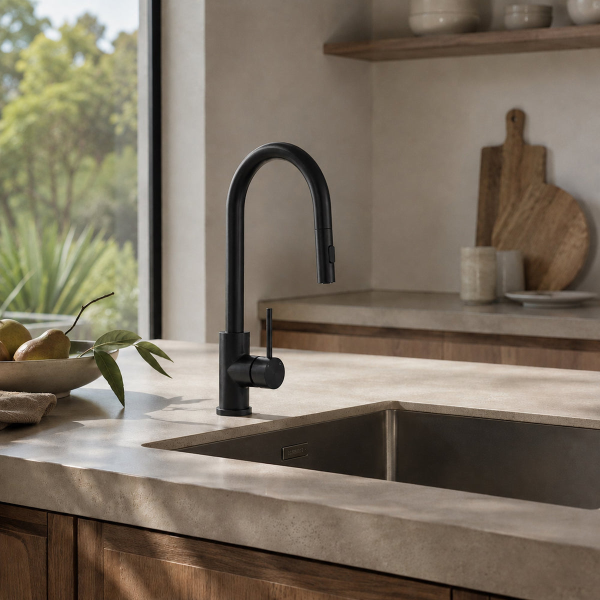 Reno Pull-Out Kitchen Mixer - Matt Black