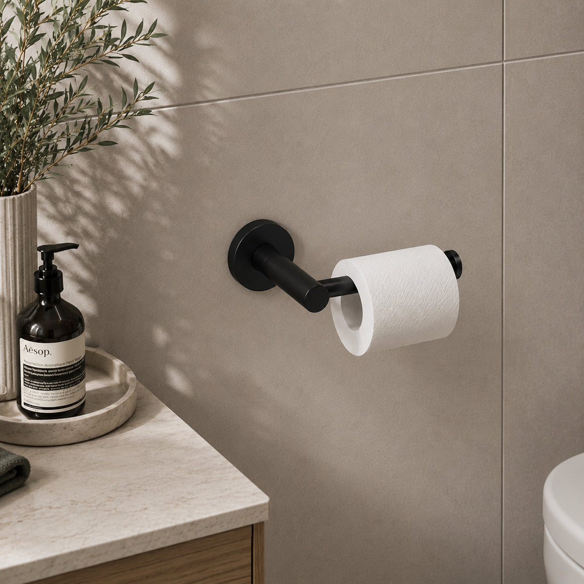 Reno Toilet Roll Holder - Matt Black