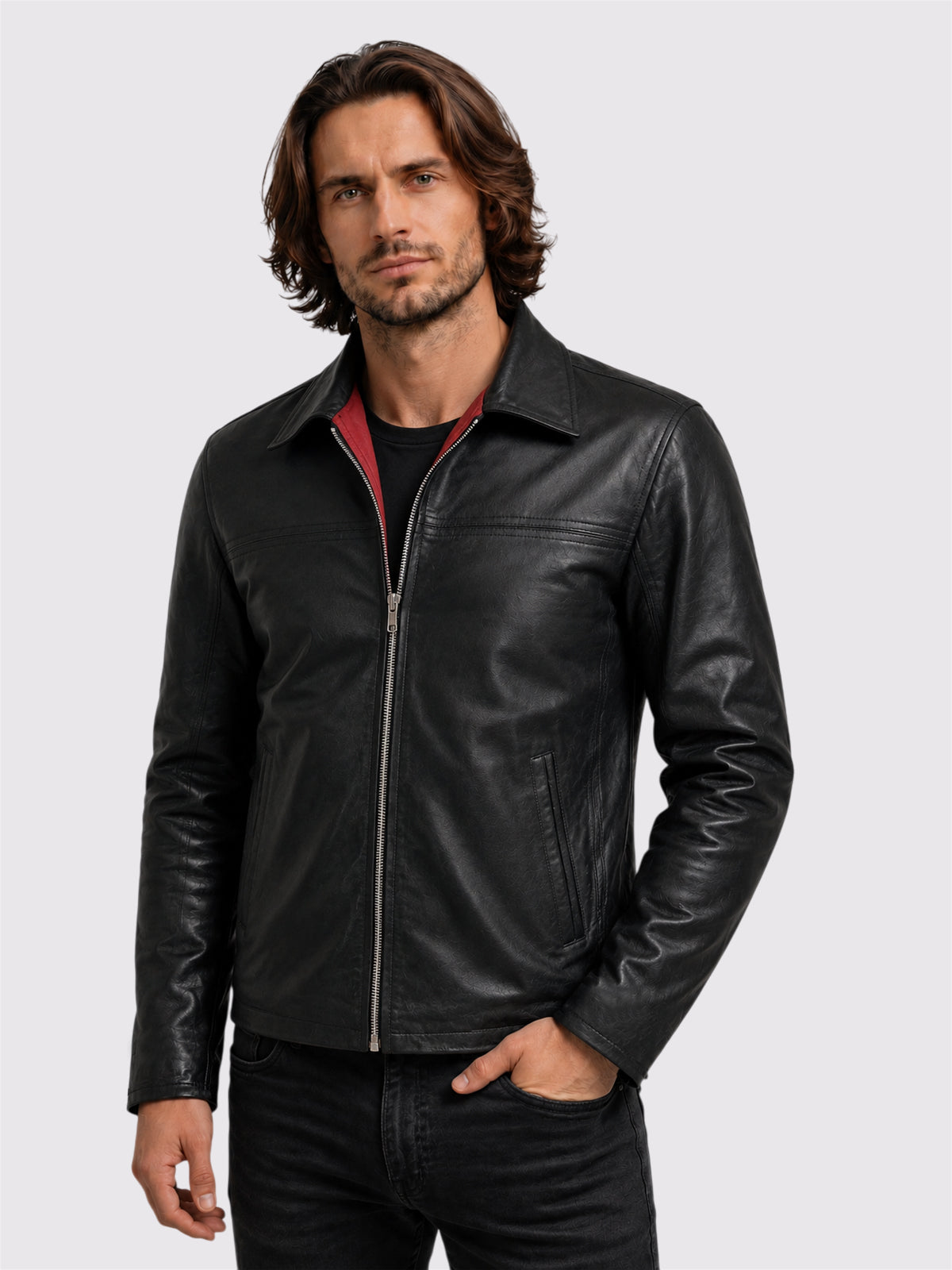 Black Leather Racer Jacket