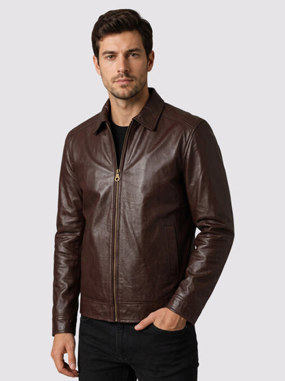 Brown Biker Leather Jacket
