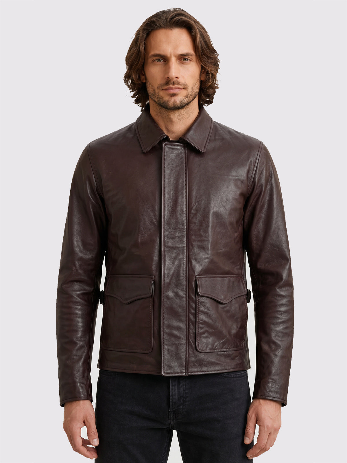 Brown Leather Biker Jacket