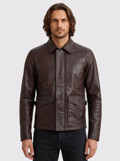 Brown Leather Biker Jacket