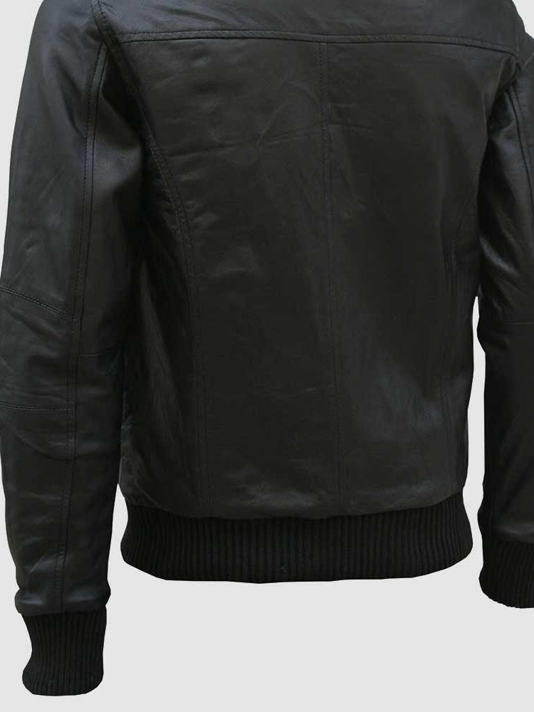 Black Leather Bomber Jacket
