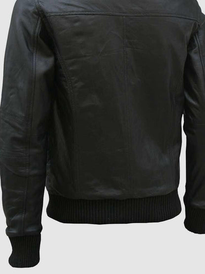 Black Leather Bomber Jacket