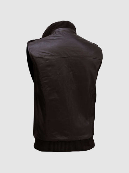 Brown Bomber Leather Vest