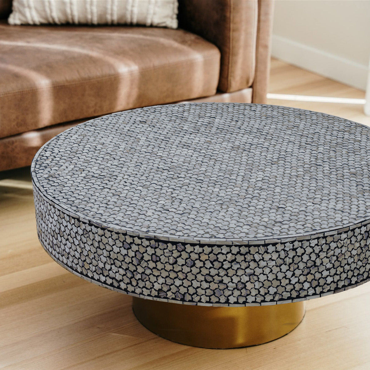 Mother of Pearl Inlay Coffee Table - Mirelle - Black