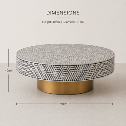 Mother of Pearl Inlay Coffee Table - Mirelle - Black