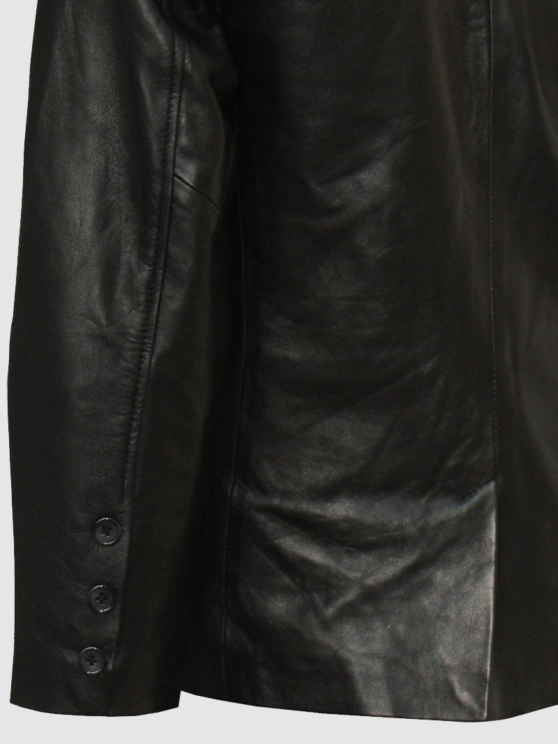 2 Button Black Leather Blazer