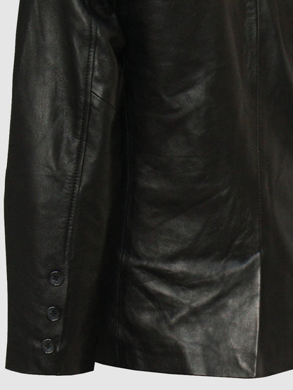 2 Button Black Leather Blazer