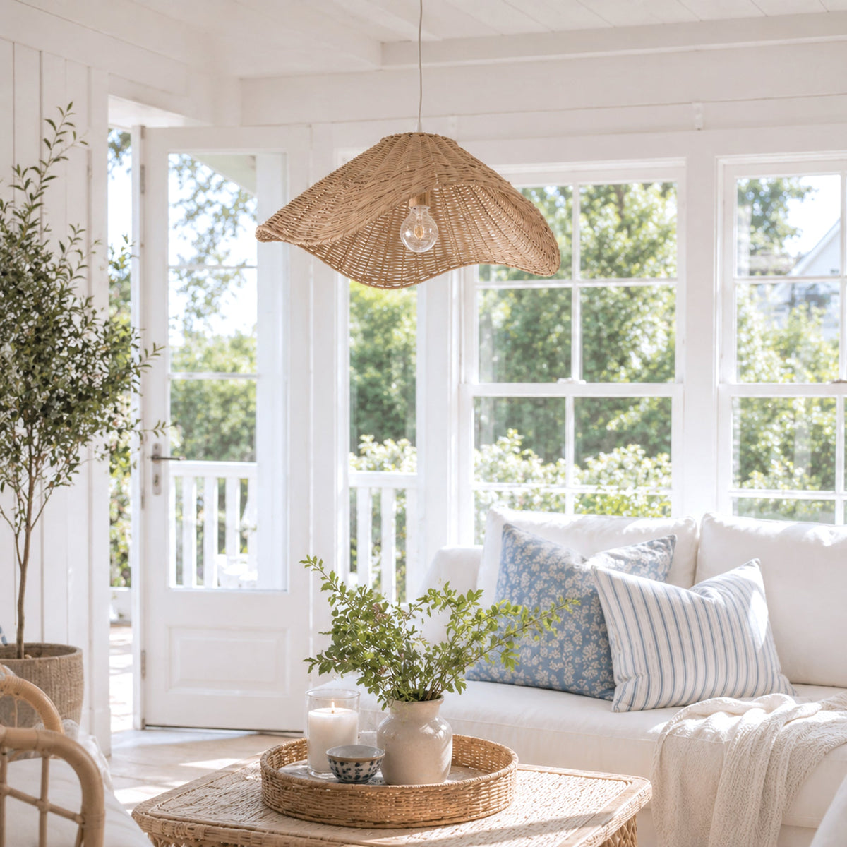 Molly Pendant Light - Wavy Rattan
