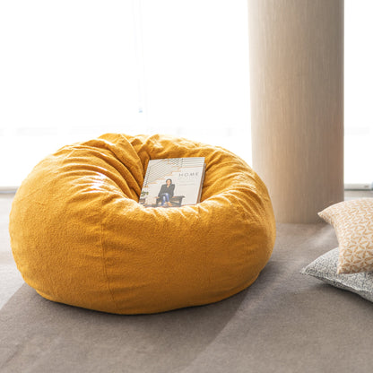 Boucle Fur Bean Bag - Mustard