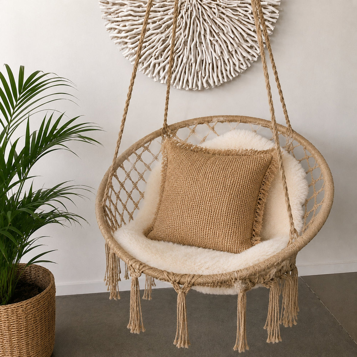 Madrid Macrame Hanging Chair Swing - Natural