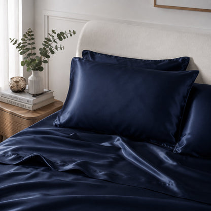 Satin Pillowcase Set - Navy Blue