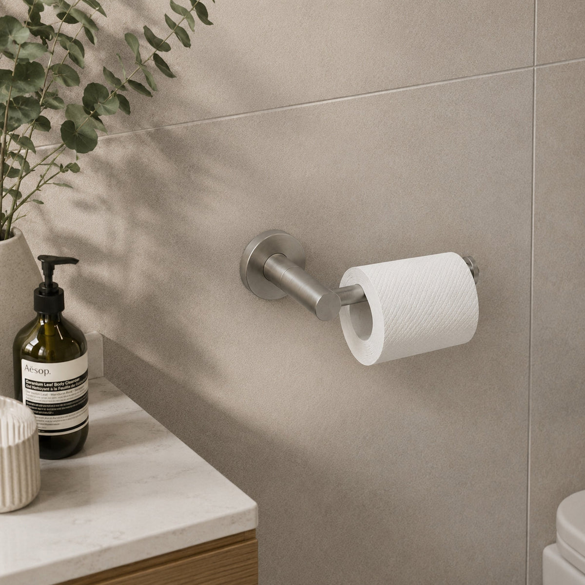 Reno Toilet Roll Holder - Brushed Nickel