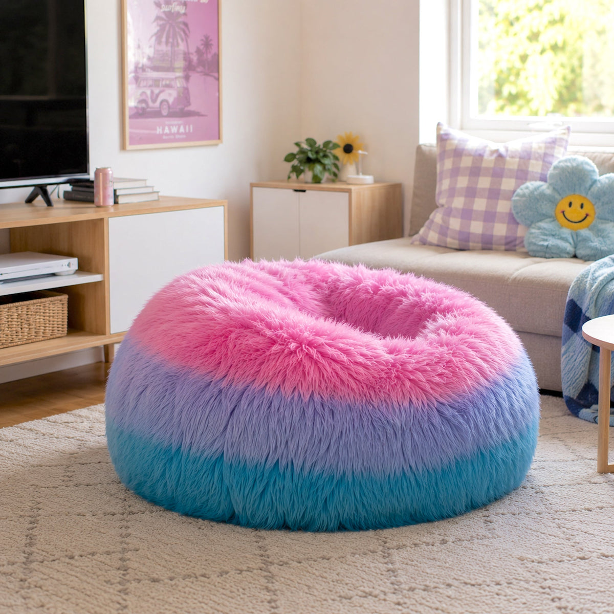 Lush Fur Bean Bag - Unicorn Rainbow Ombre