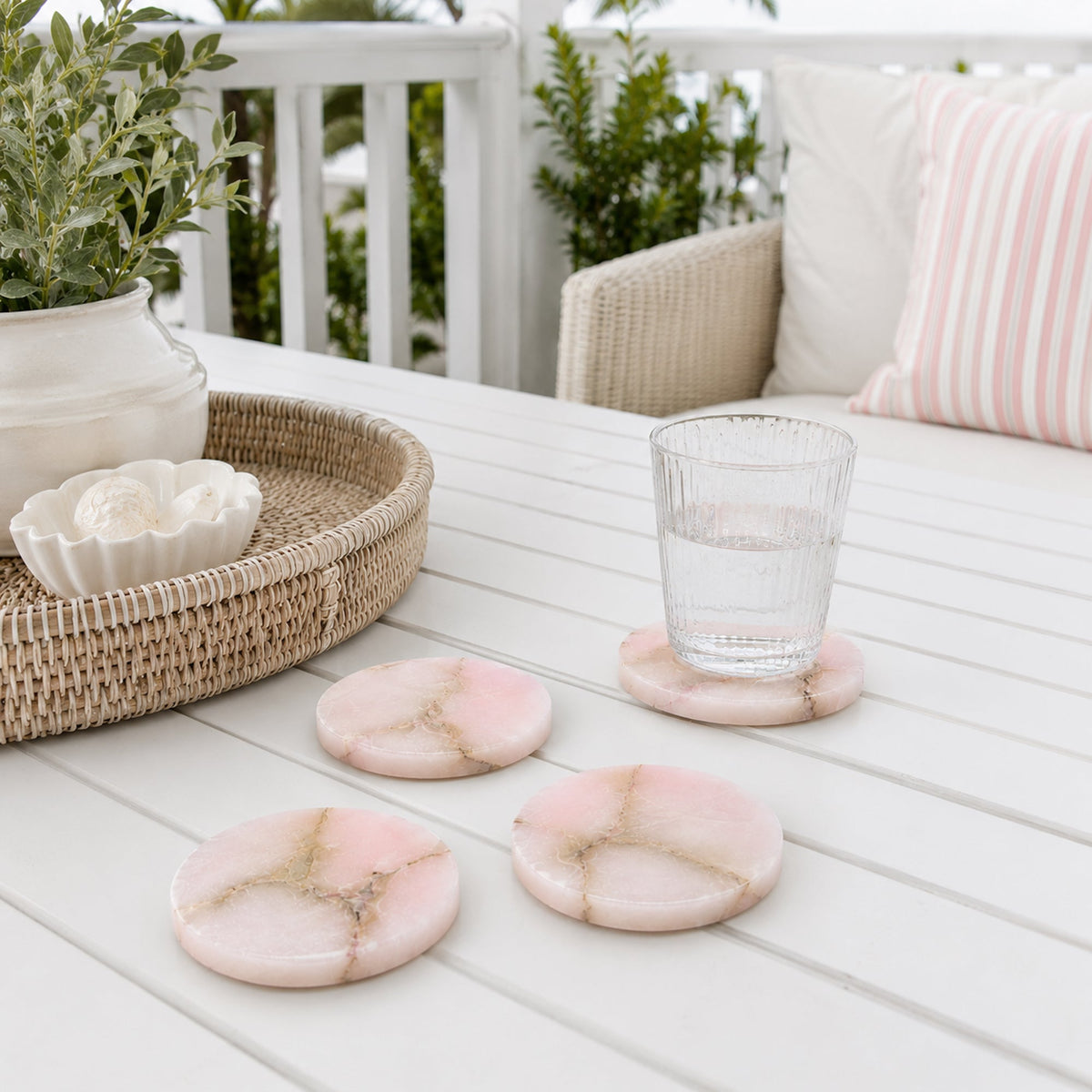 Pink Alabaster Coaster Set